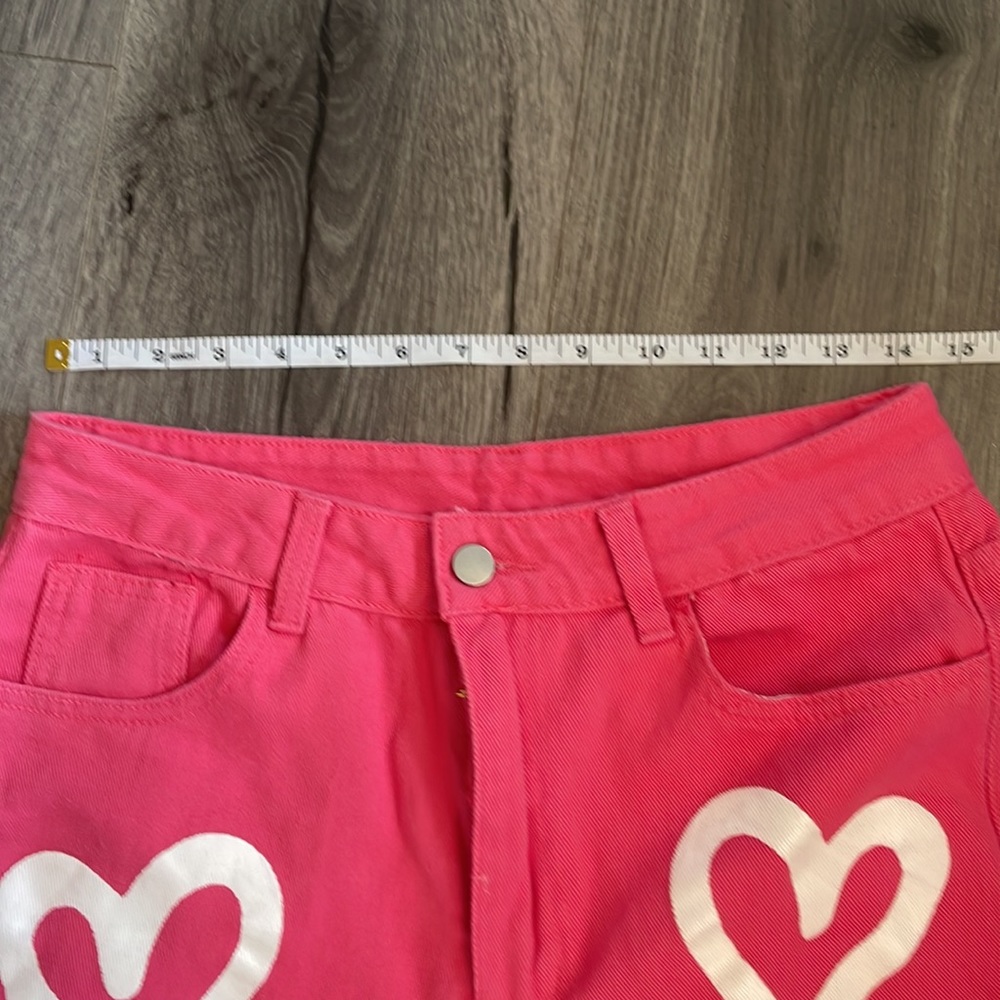 💚Vibrant Pink heart pants 💖 Valentines Day Super cute Versatile Fashionable - Picture 2 of 4
